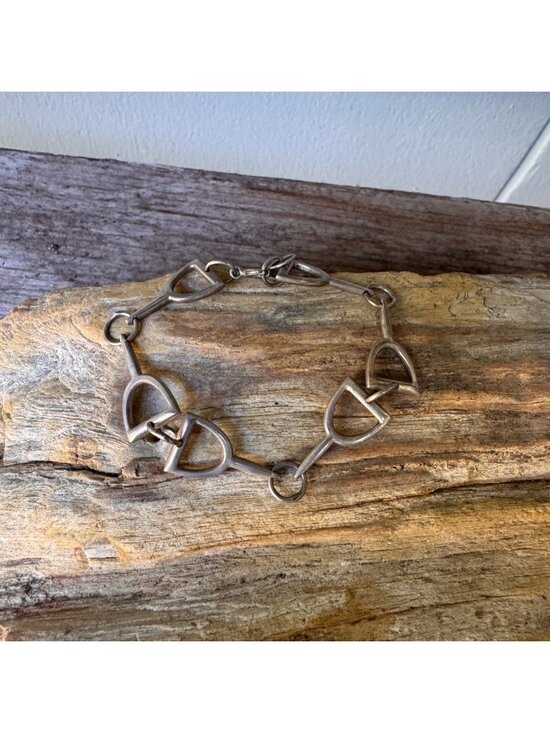 Jewelry - Sterling Silver 925 Horse Stirrup Link Bracelet Equestrian Western Style